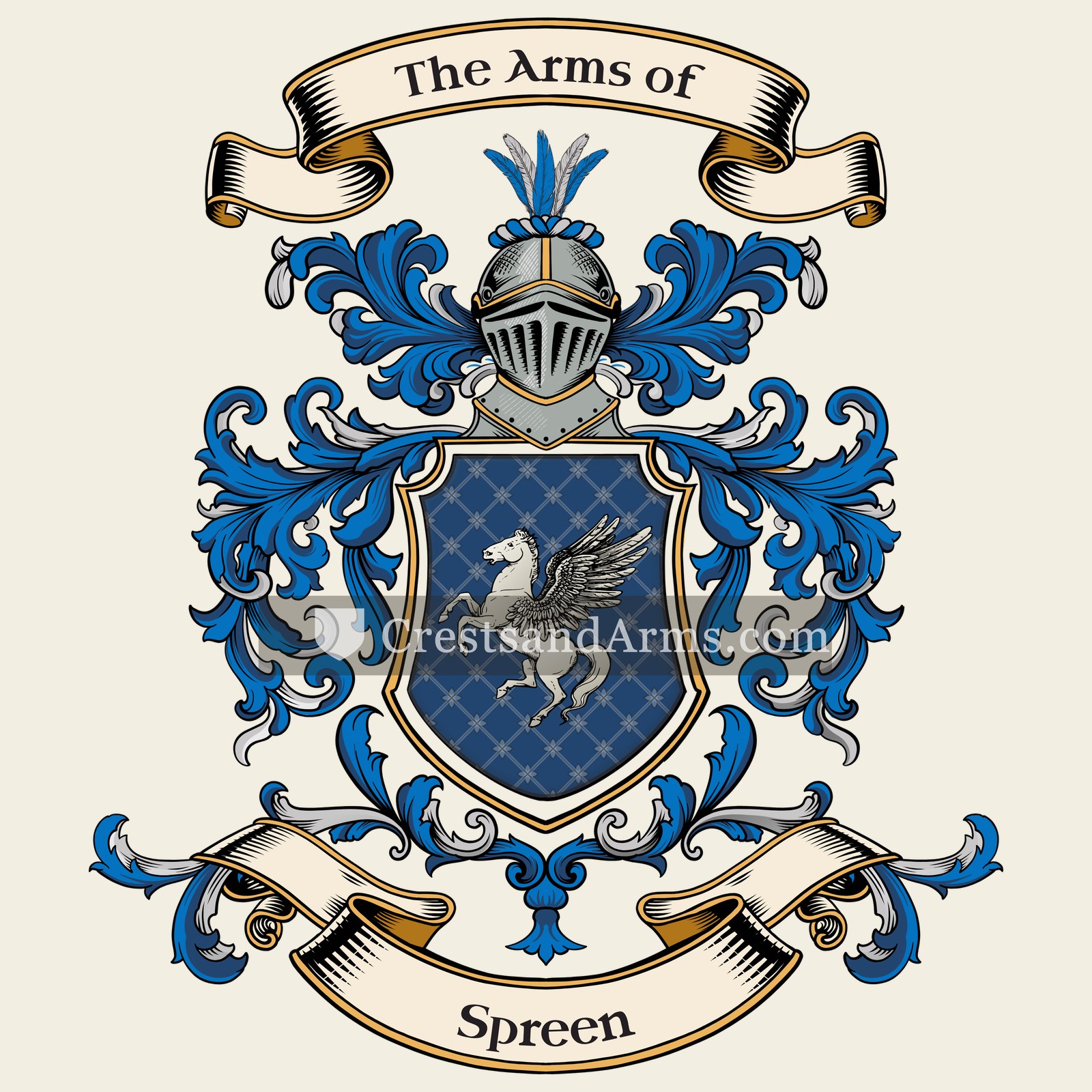 The Spreen coat of arms, drawn from the recorded blazon