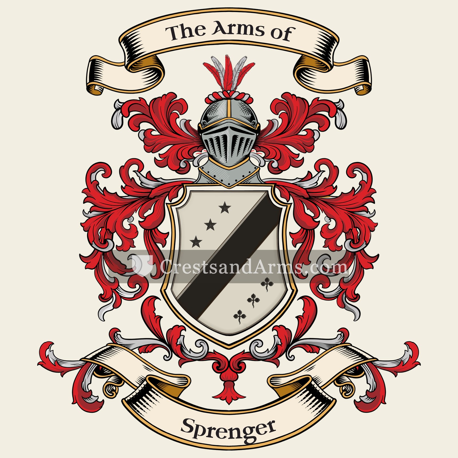 The Sprenger coat of arms, drawn from the recorded blazon