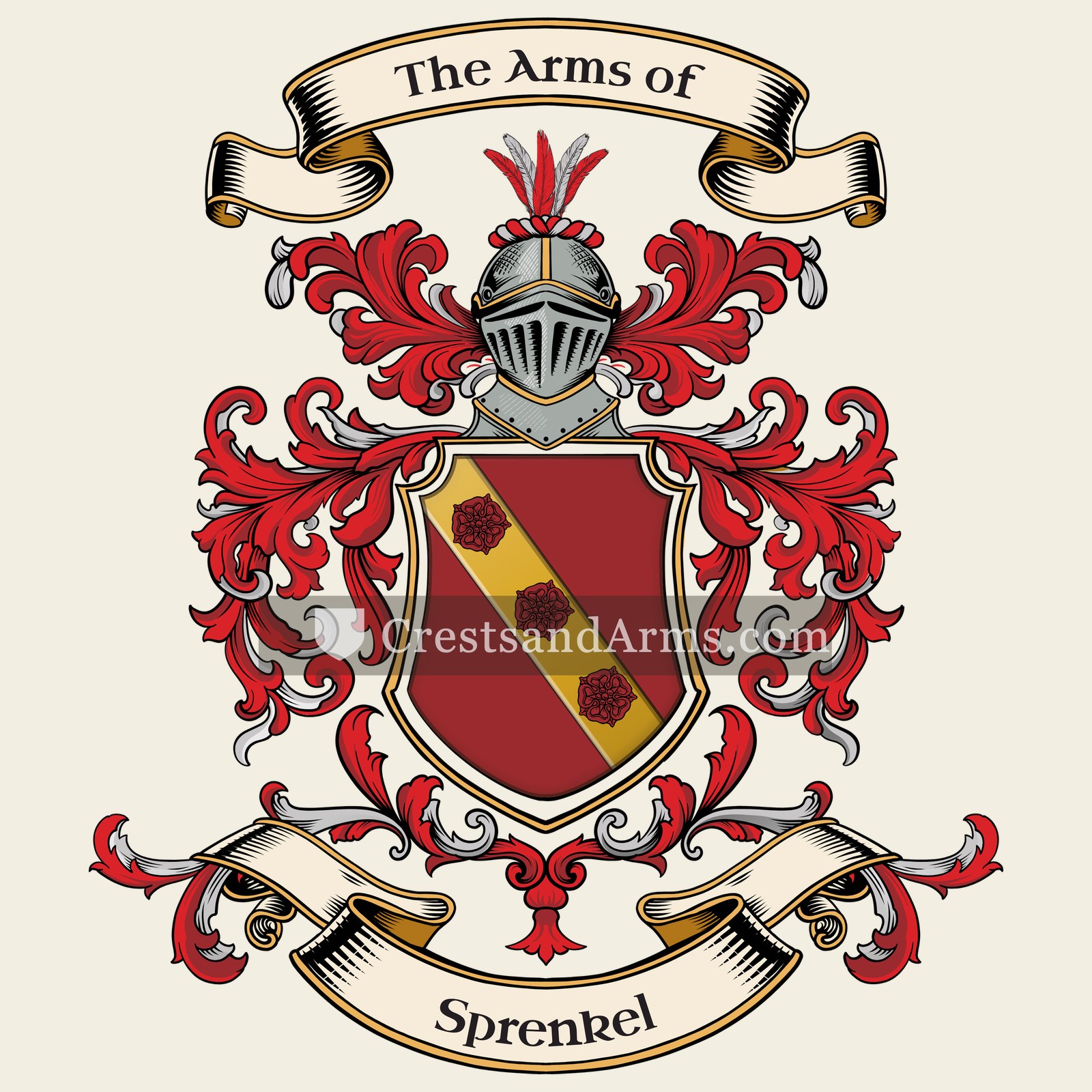 The Sprenkel coat of arms, drawn from the recorded blazon