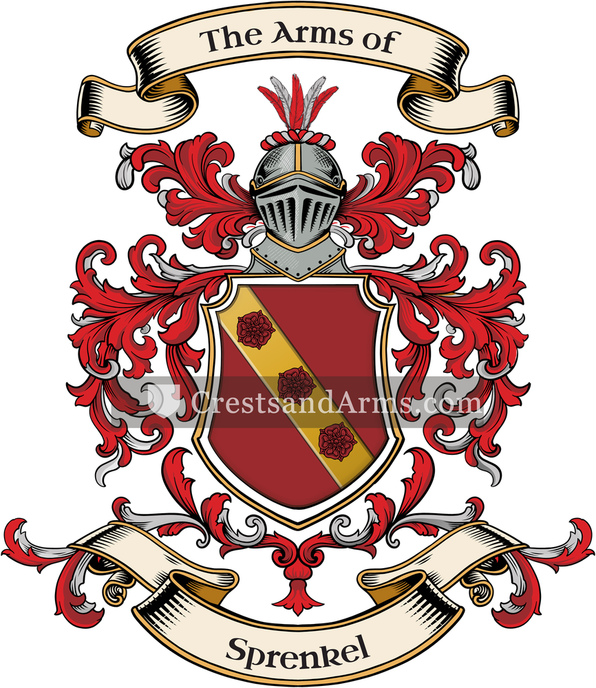 The Sprenkel coat of arms, drawn from the recorded blazon