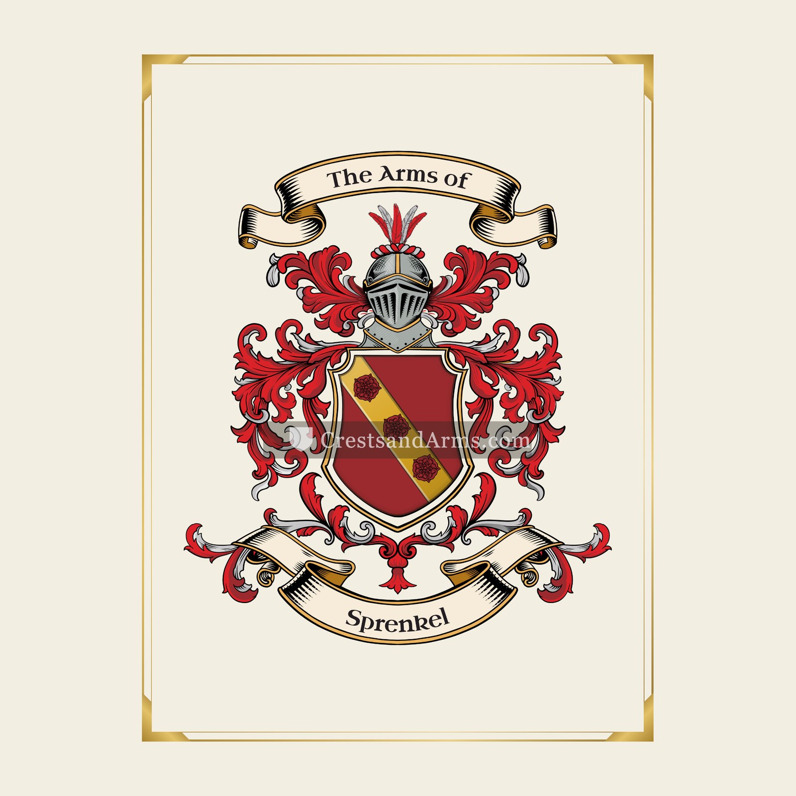 With gold border
