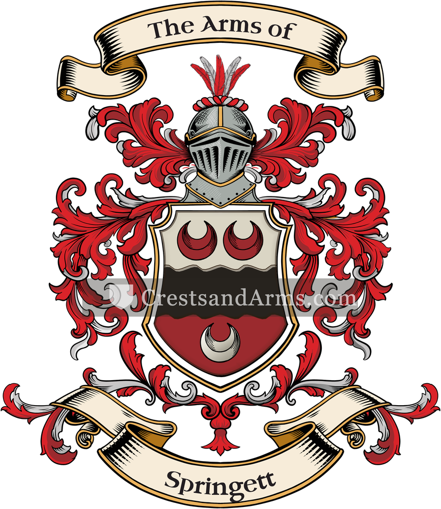 The Springett coat of arms, drawn from the recorded blazon