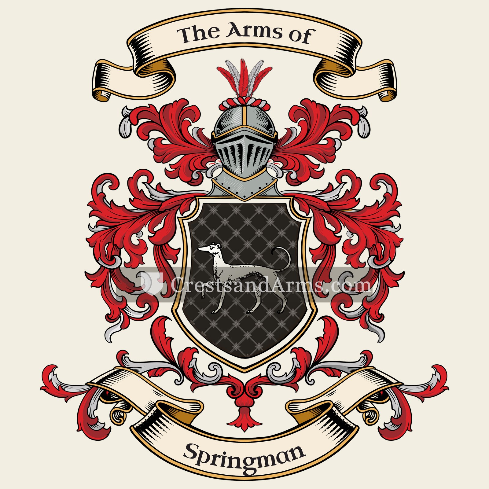 The Springman coat of arms, drawn from the recorded blazon