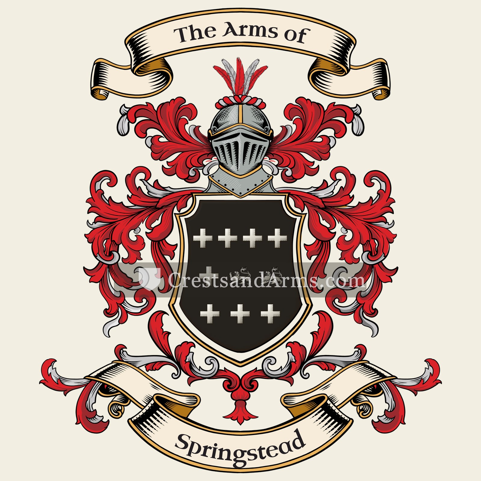 The Springstead coat of arms, drawn from the recorded blazon
