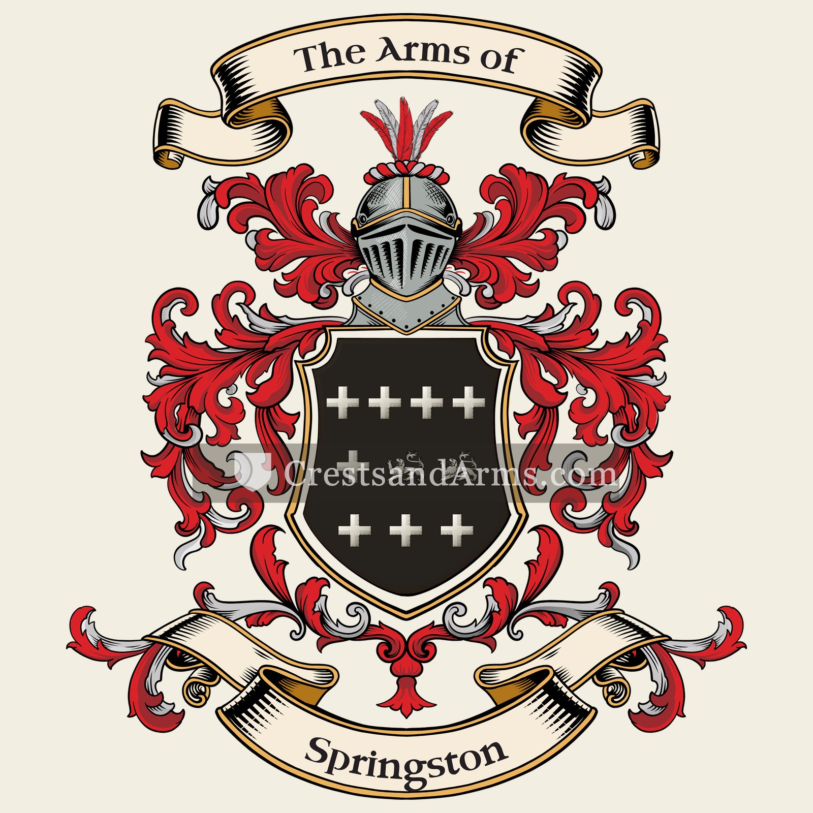 The Springston coat of arms, drawn from the recorded blazon