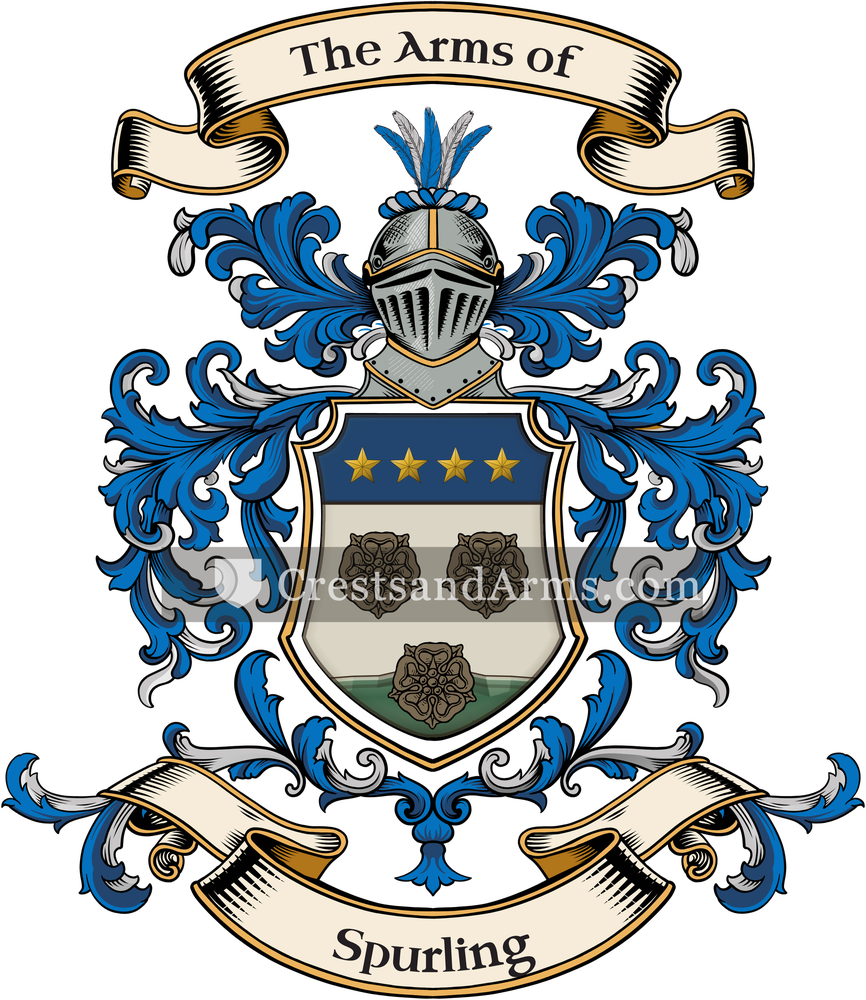 The Spurling coat of arms, drawn from the recorded blazon