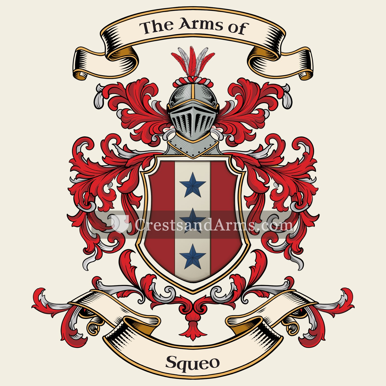 The Squeo coat of arms, drawn from the recorded blazon
