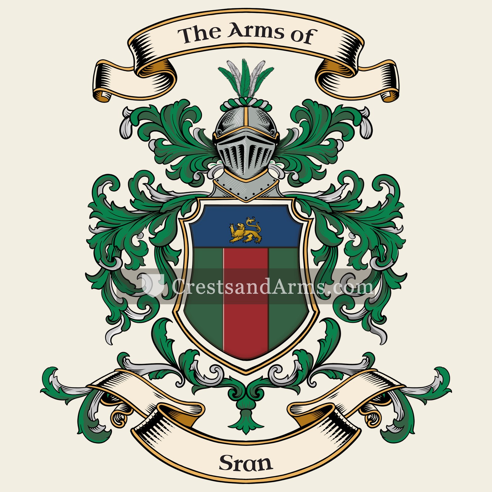 The Sran coat of arms, drawn from the recorded blazon