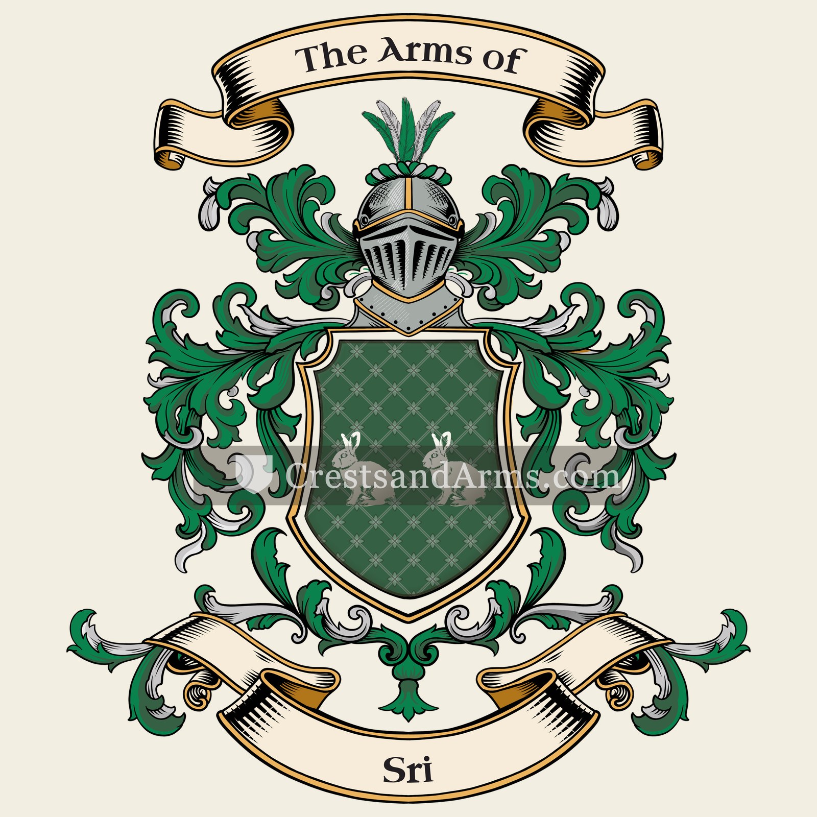 The Sri coat of arms, drawn from the recorded blazon