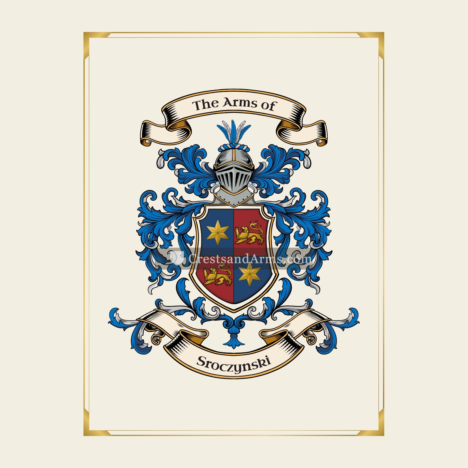With gold border