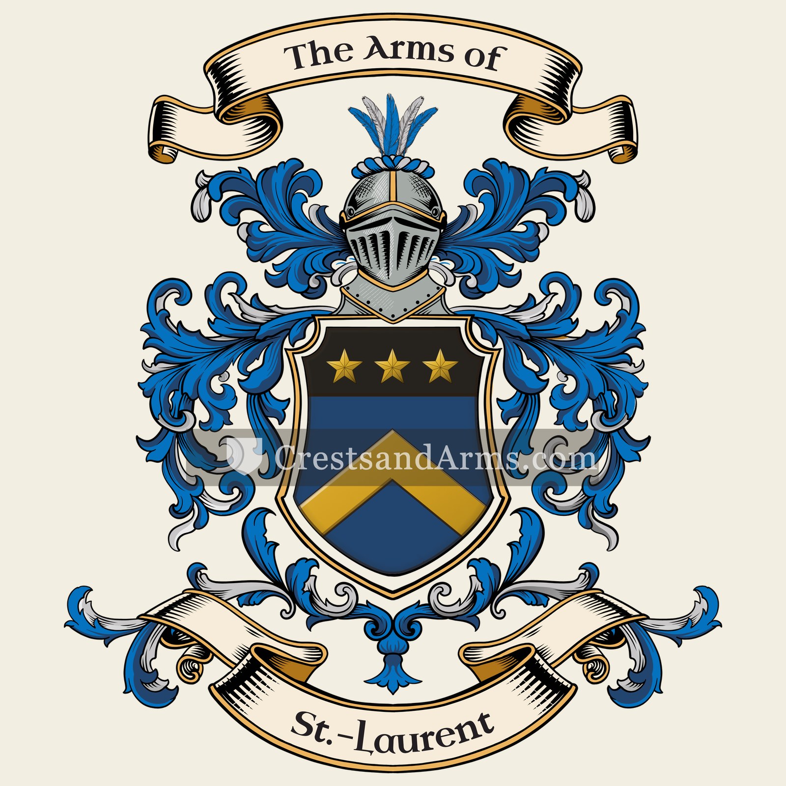 The St.-Laurent coat of arms, drawn from the recorded blazon