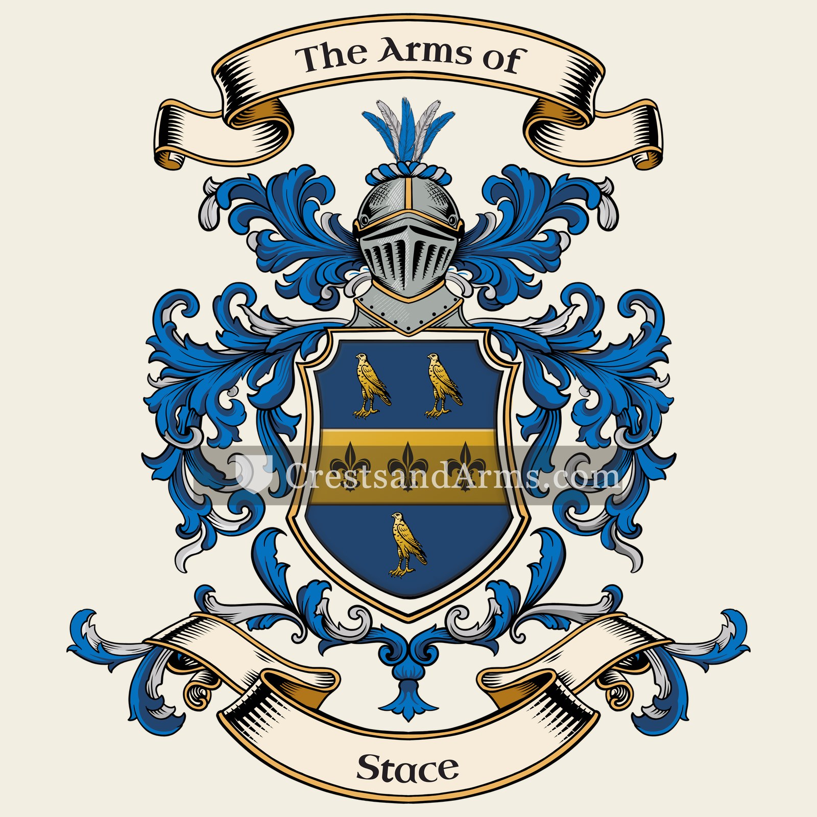 The Stace coat of arms, drawn from the recorded blazon