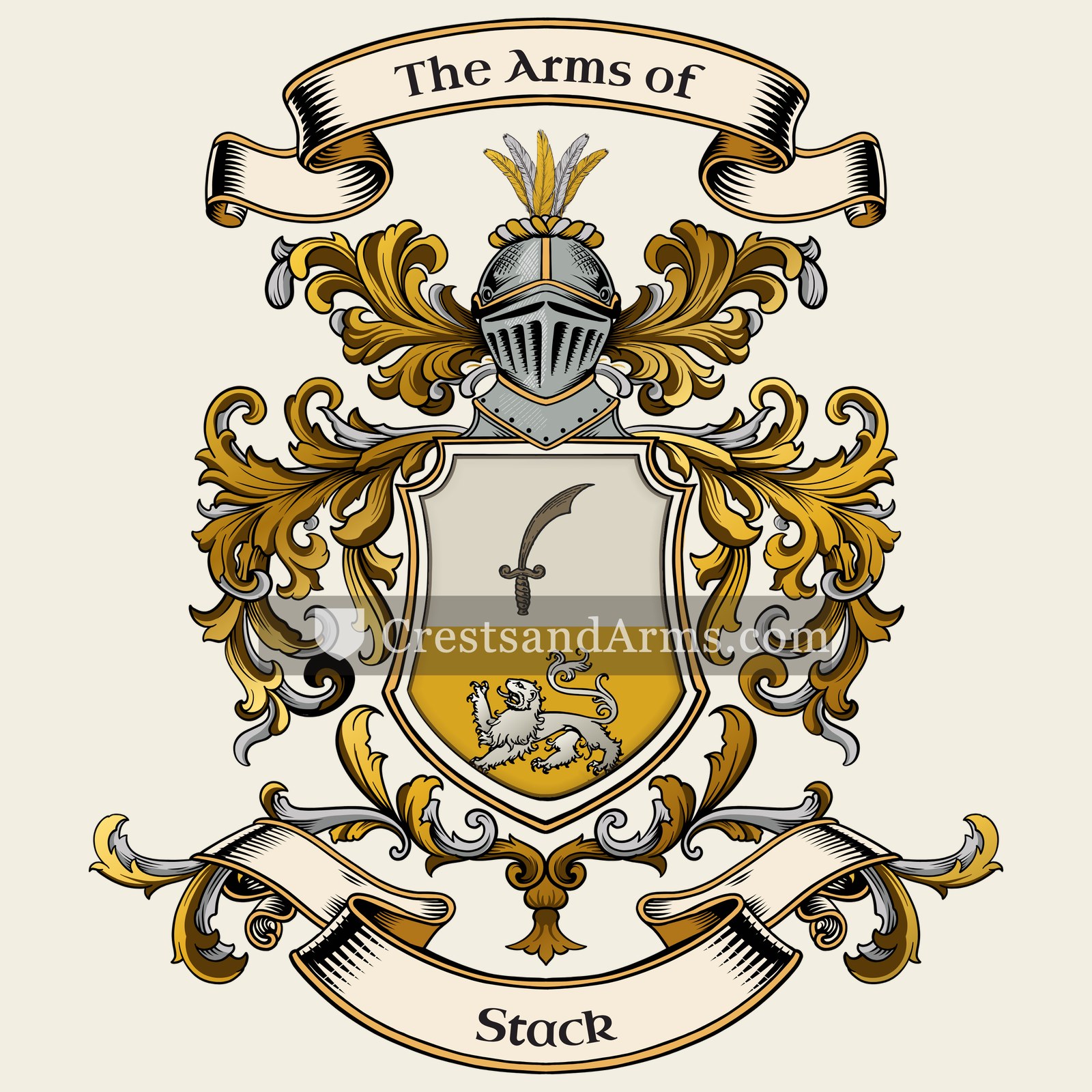 The Stack coat of arms, drawn from the recorded blazon