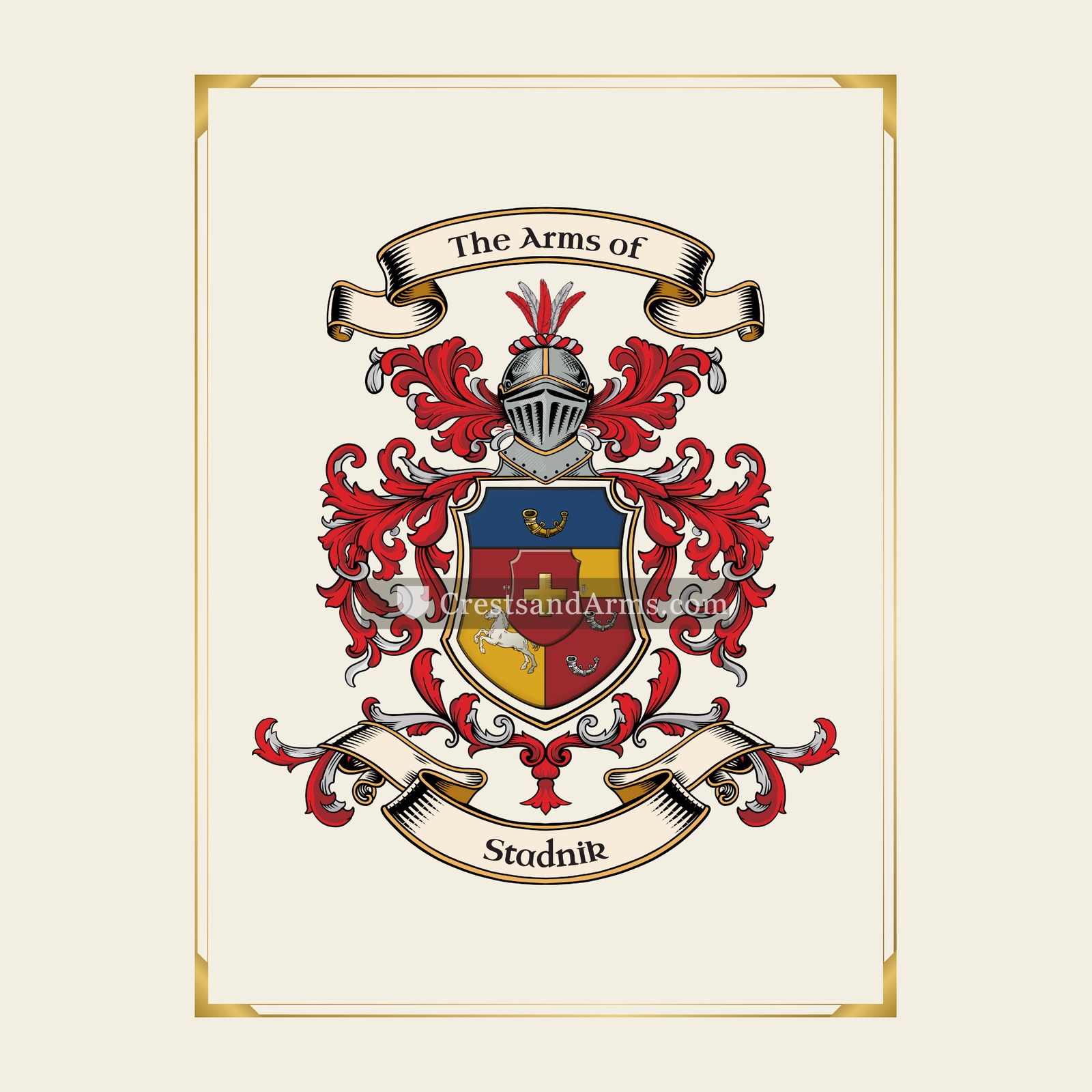 With gold border