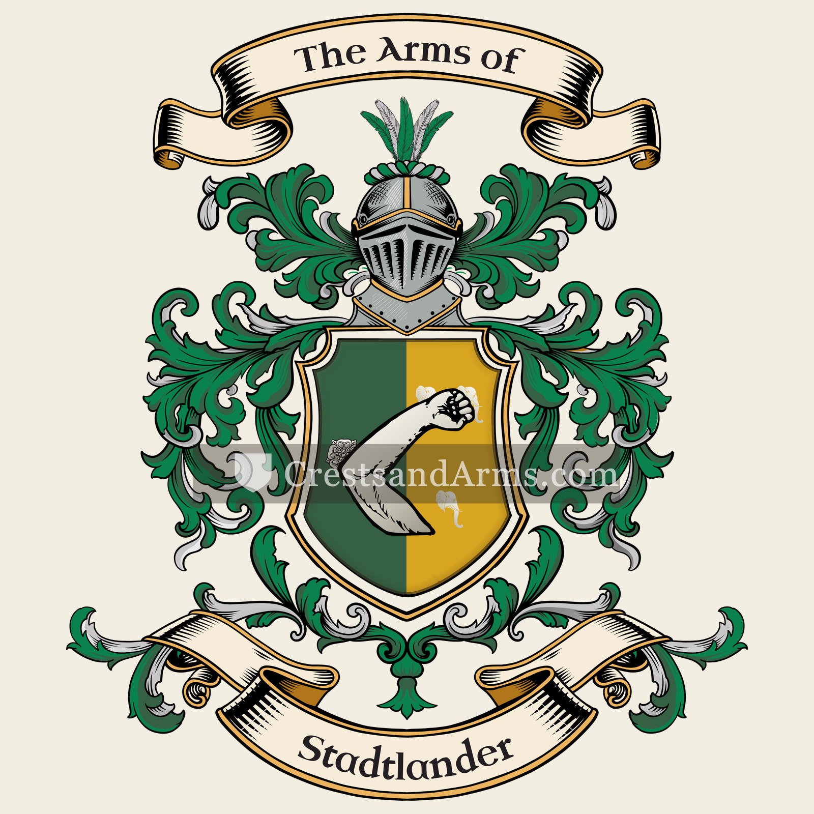 The Stadtlander coat of arms, drawn from the recorded blazon