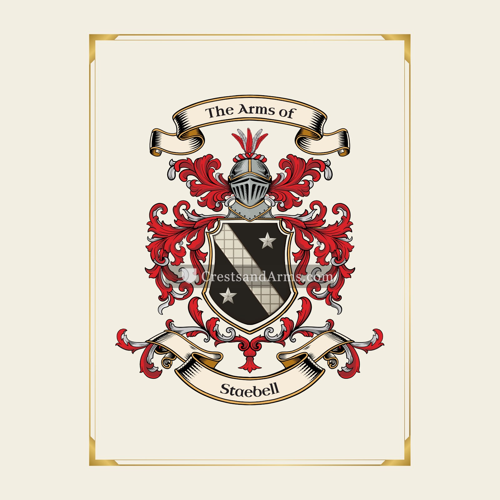 With gold border