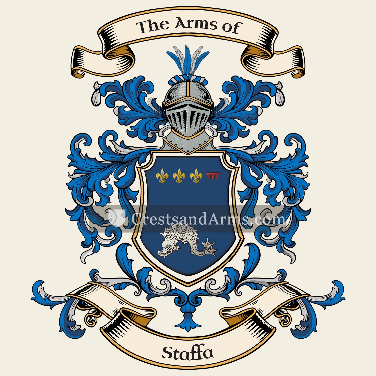 The Staffa coat of arms, drawn from the recorded blazon