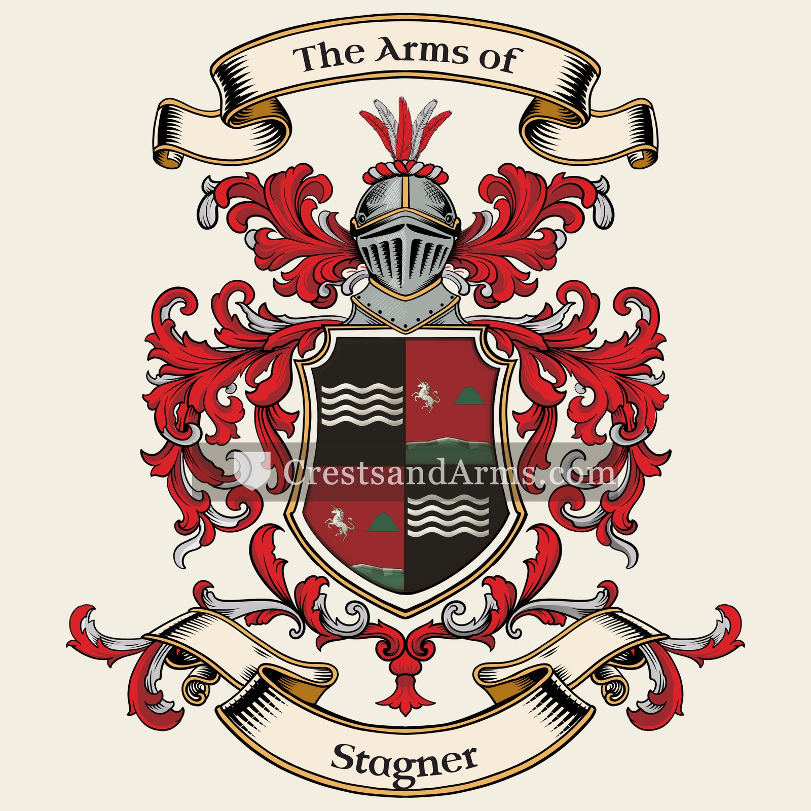 The Stagner coat of arms, drawn from the recorded blazon