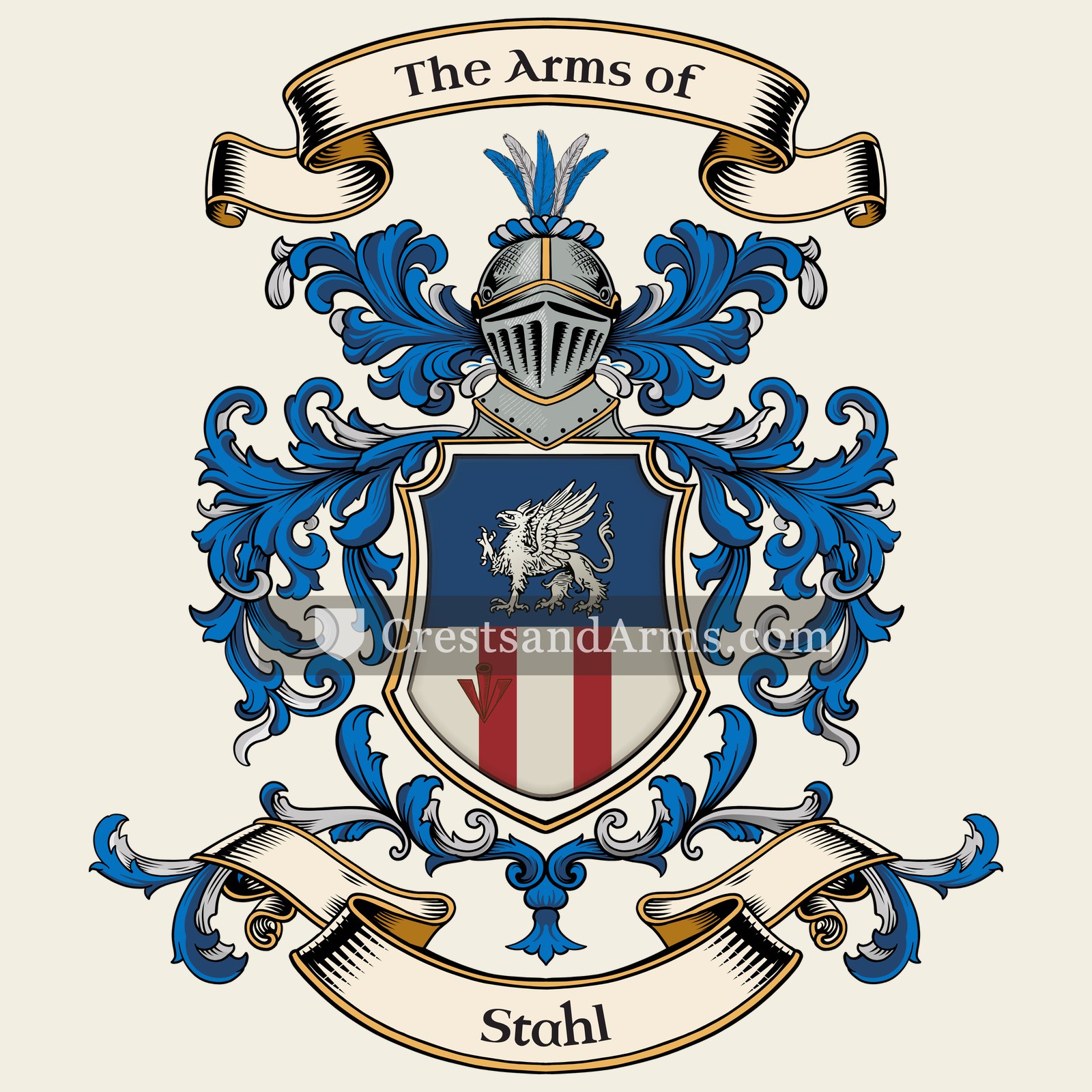 The Stahl coat of arms, drawn from the recorded blazon