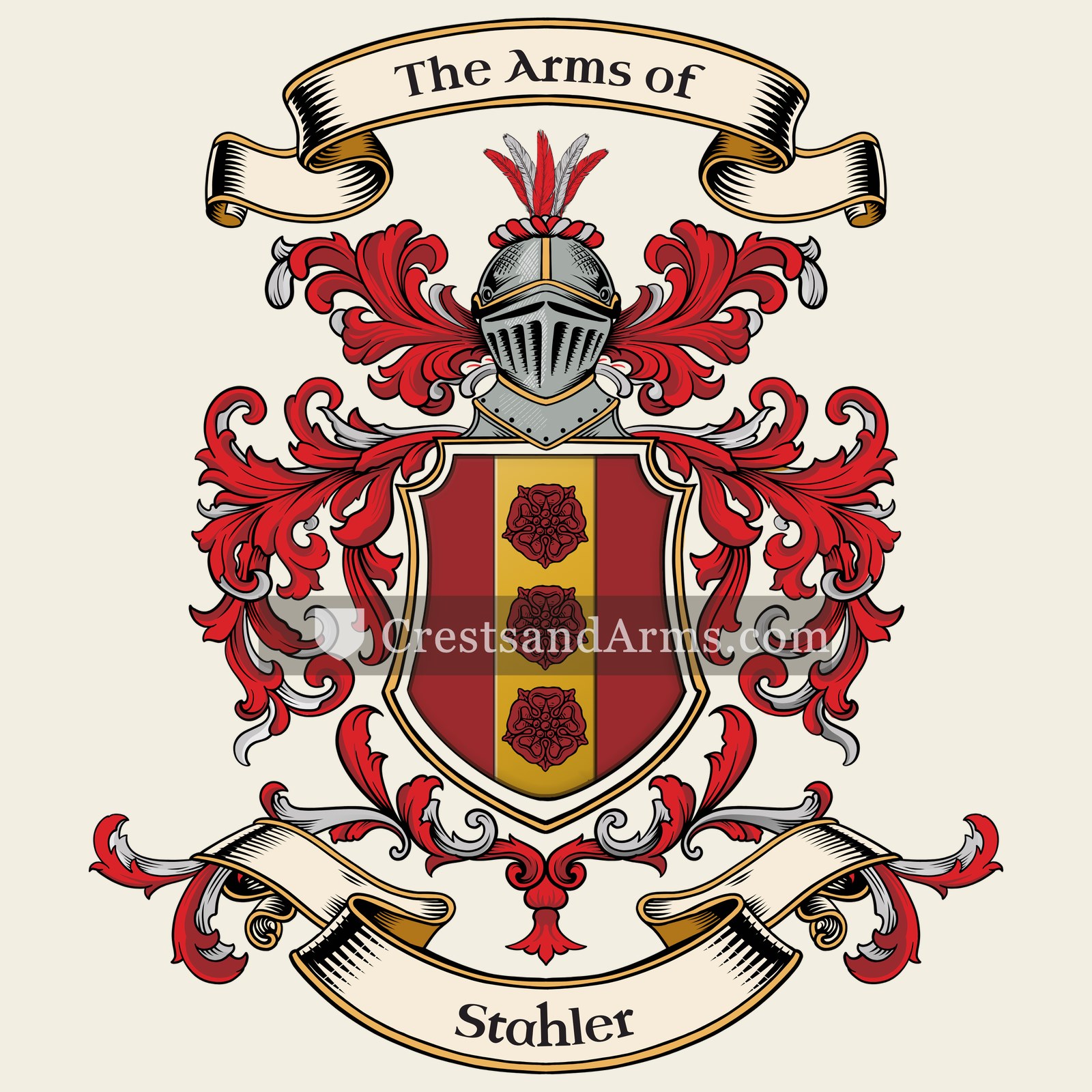 The Stahler coat of arms, drawn from the recorded blazon