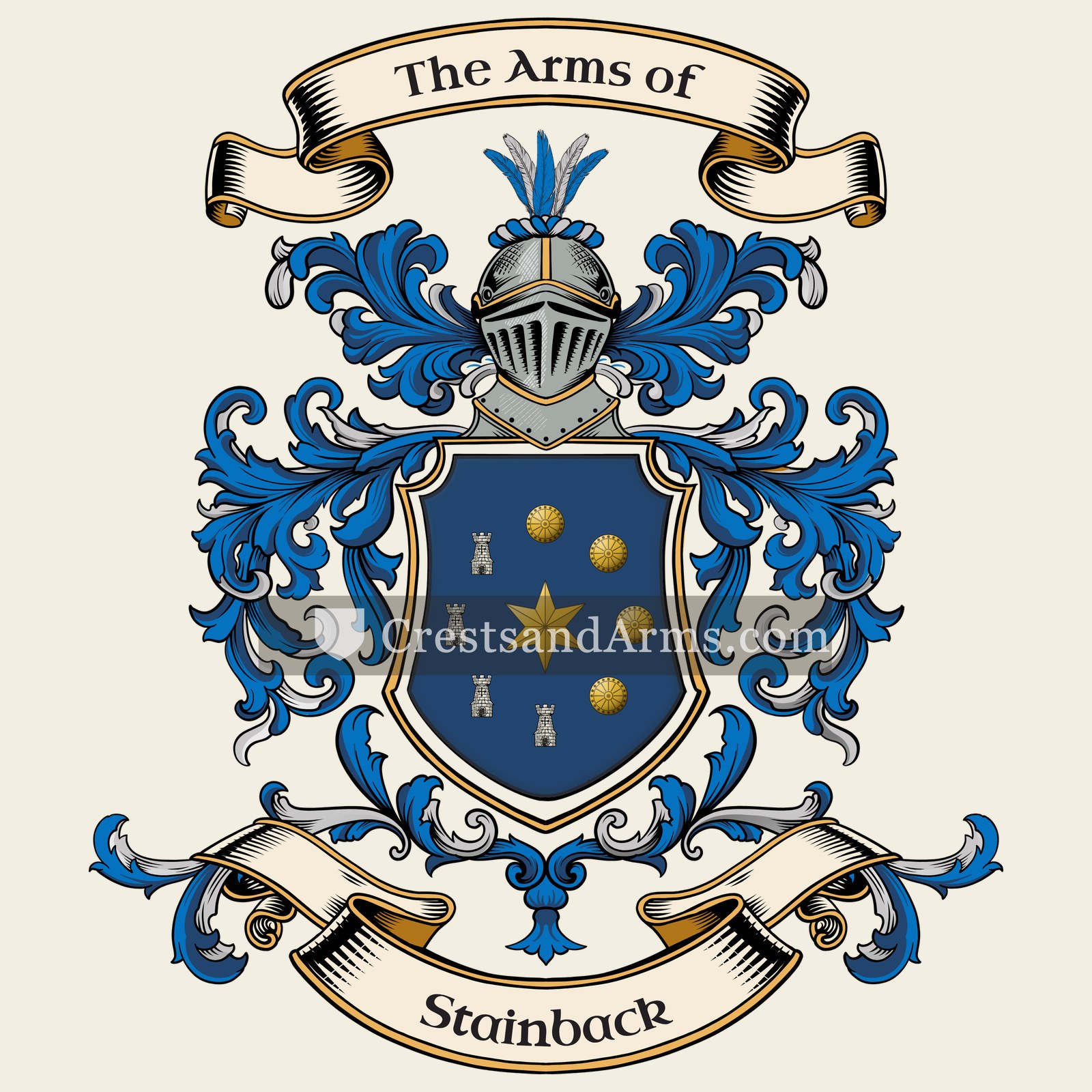 The Stainback coat of arms, drawn from the recorded blazon