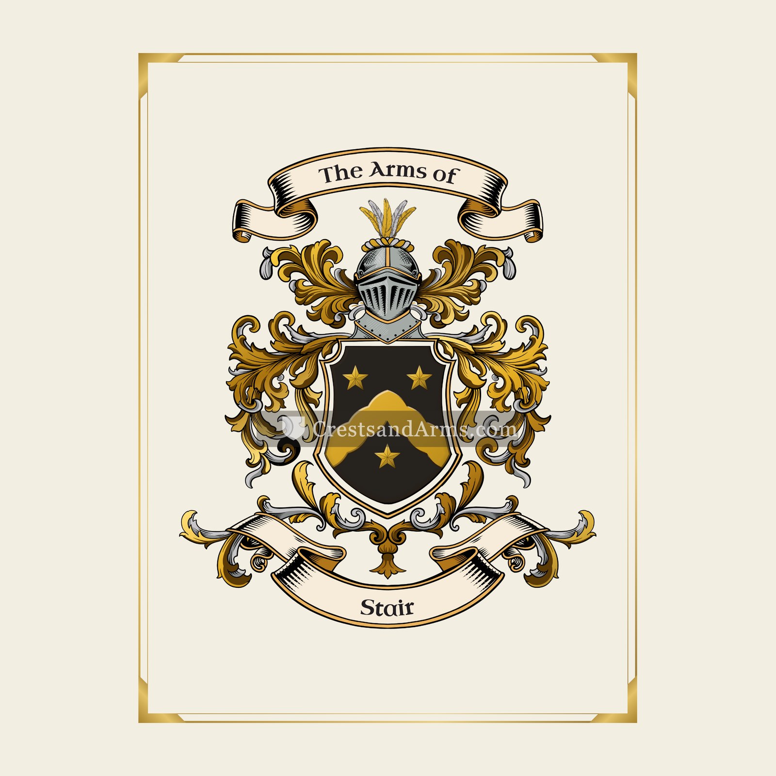 With gold border