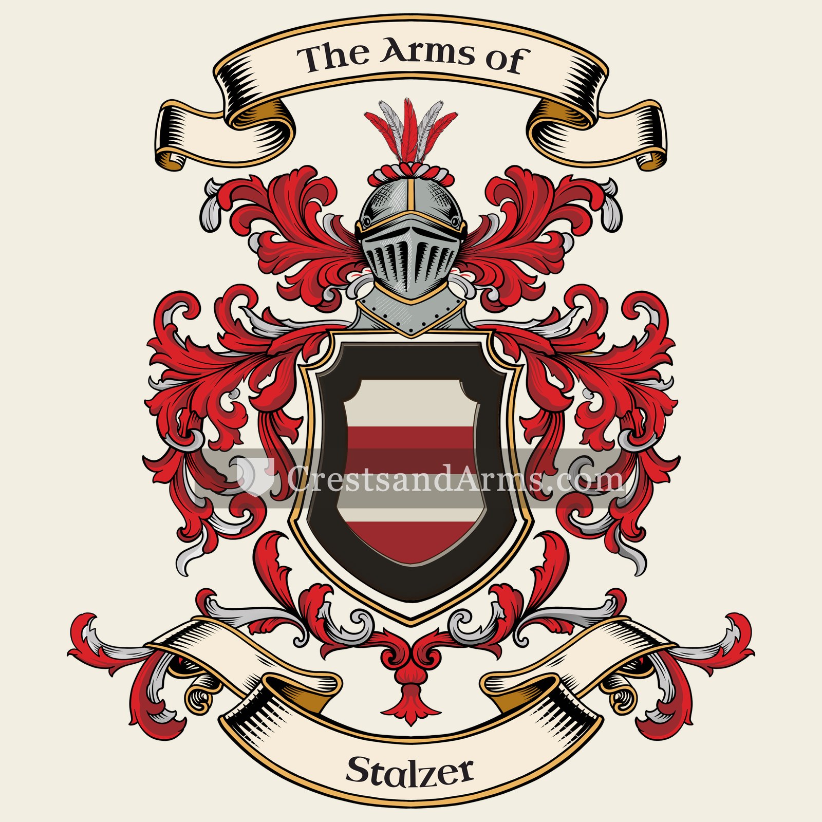 The Stalzer coat of arms, drawn from the recorded blazon