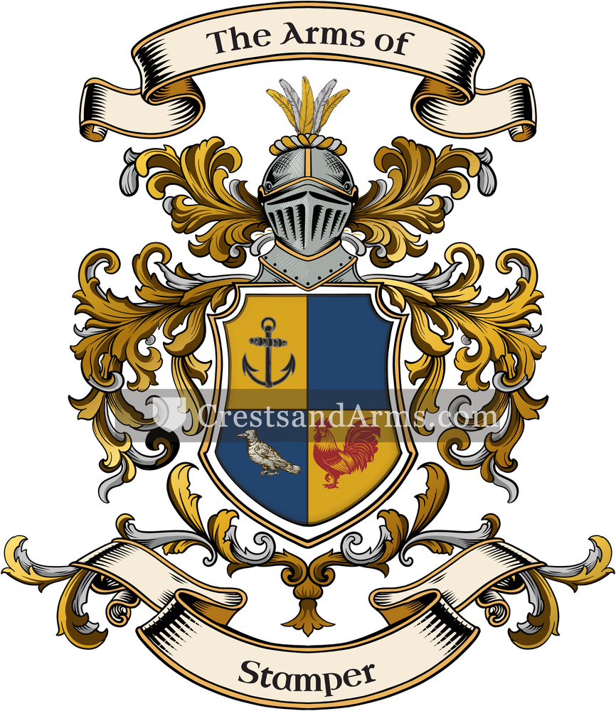 The Stamper coat of arms, drawn from the recorded blazon