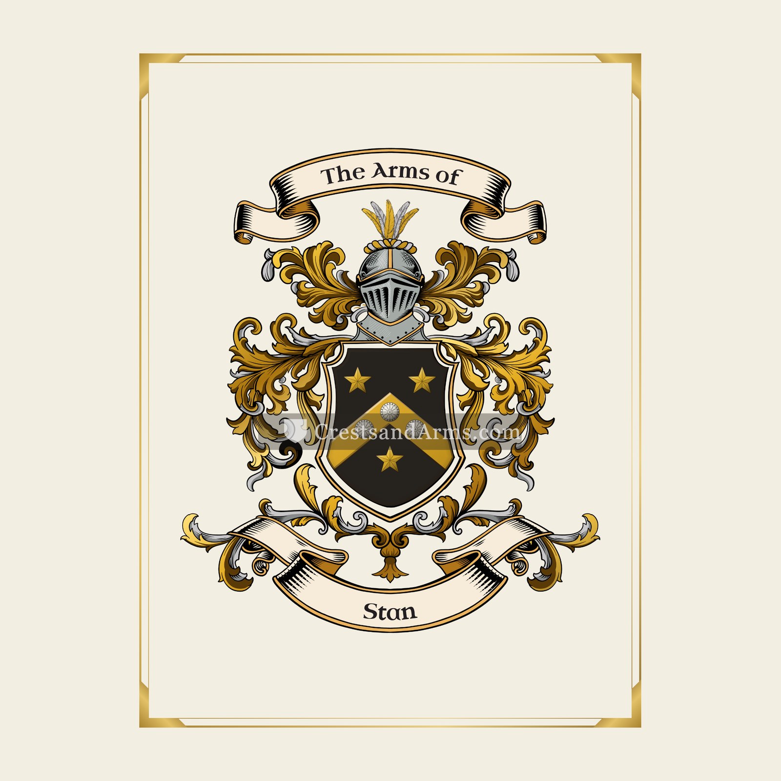 With gold border