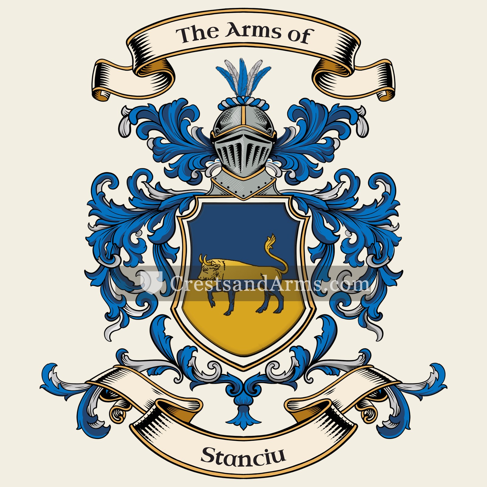 The Stanciu coat of arms, drawn from the recorded blazon