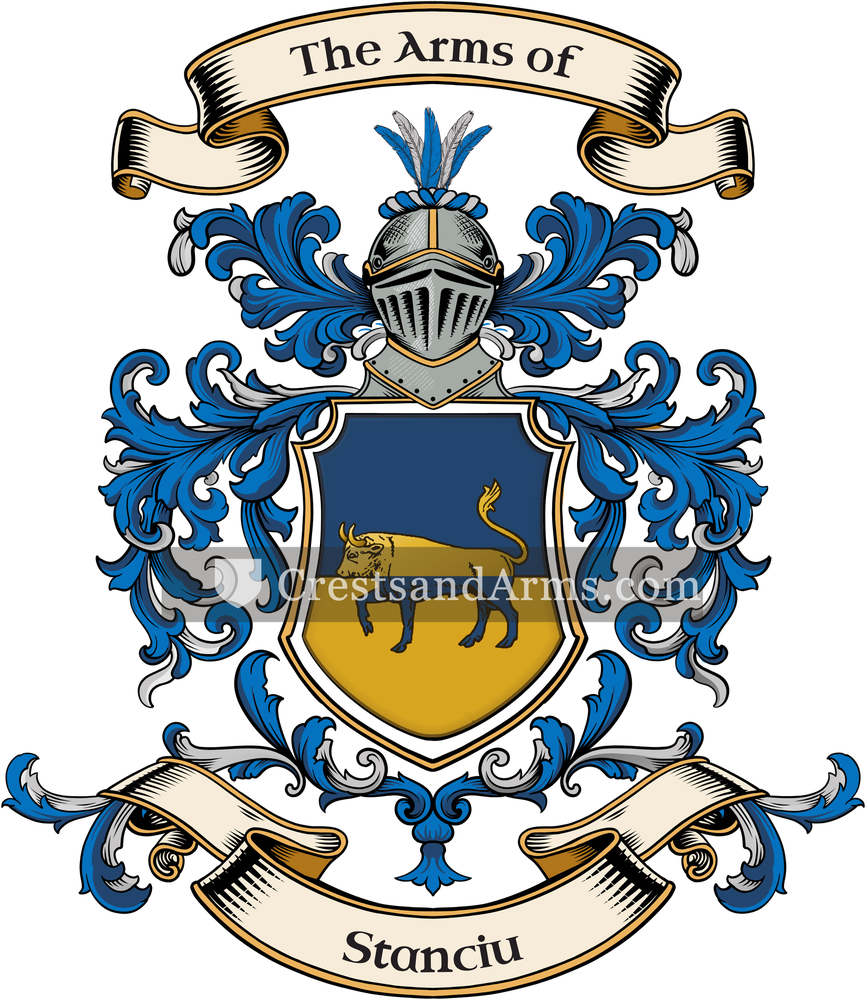 The Stanciu coat of arms, drawn from the recorded blazon