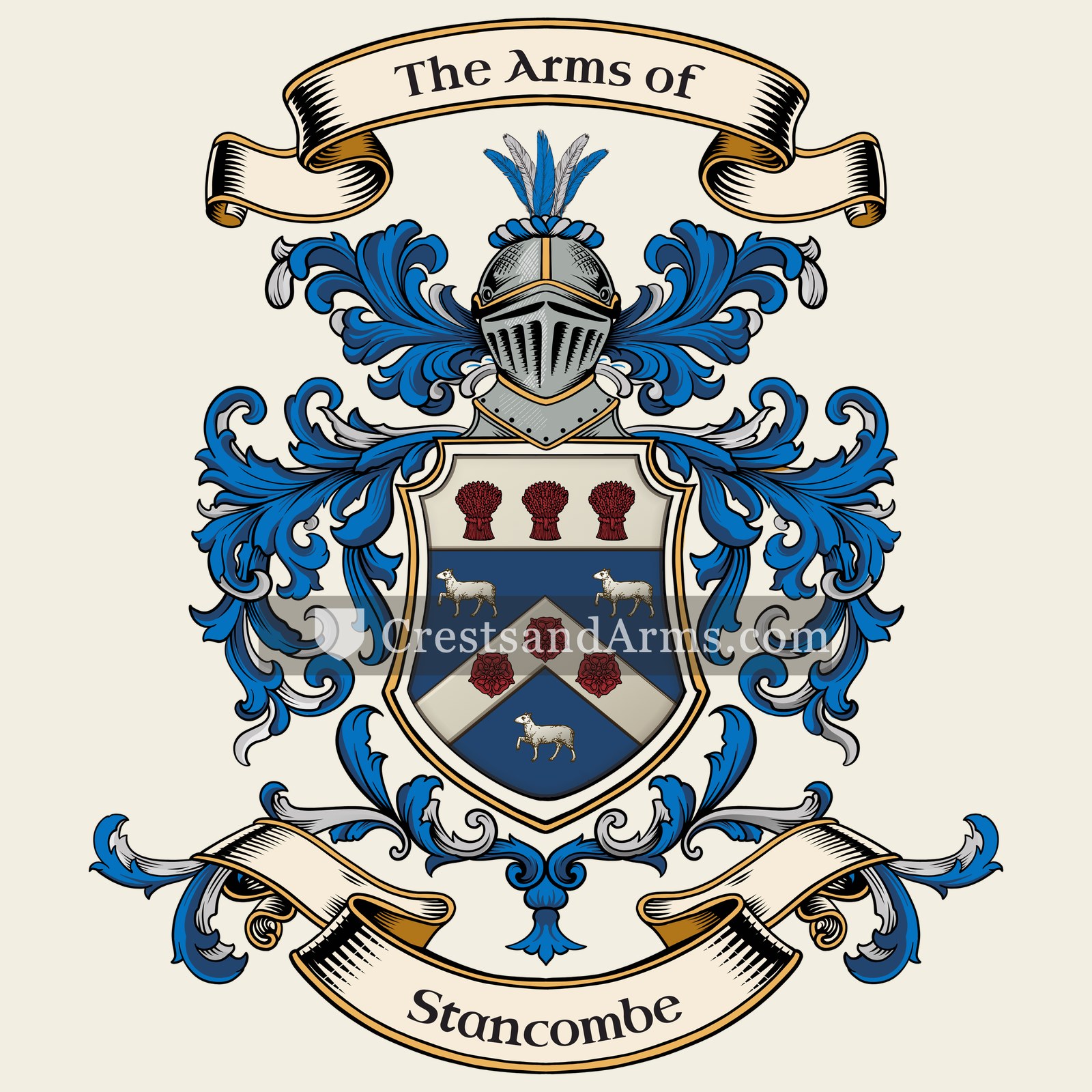 The Stancombe coat of arms, drawn from the recorded blazon