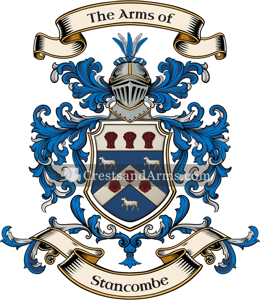 The Stancombe coat of arms, drawn from the recorded blazon