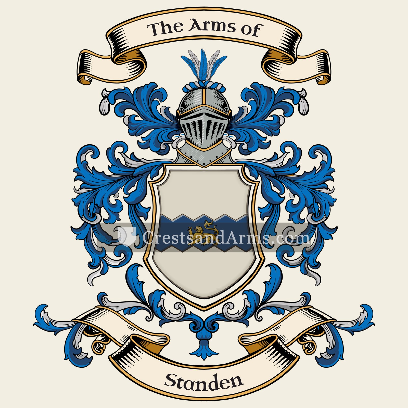 The Standen coat of arms, drawn from the recorded blazon