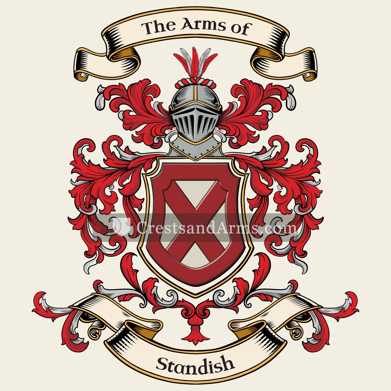 The Standish coat of arms, drawn from the recorded blazon