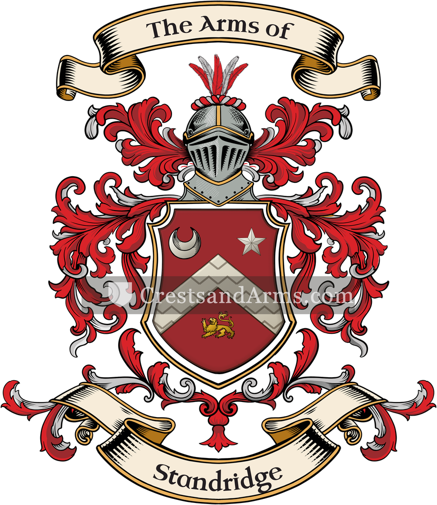 The Standridge coat of arms, drawn from the recorded blazon