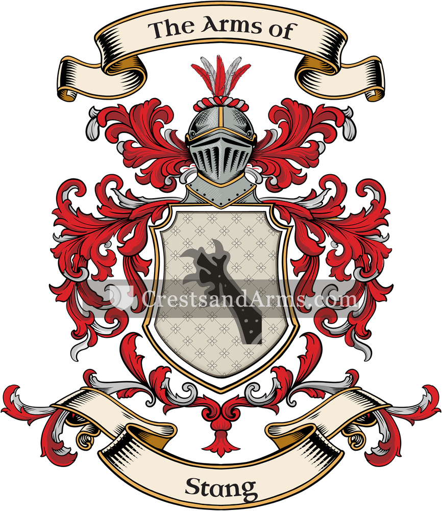 The Stang coat of arms, drawn from the recorded blazon