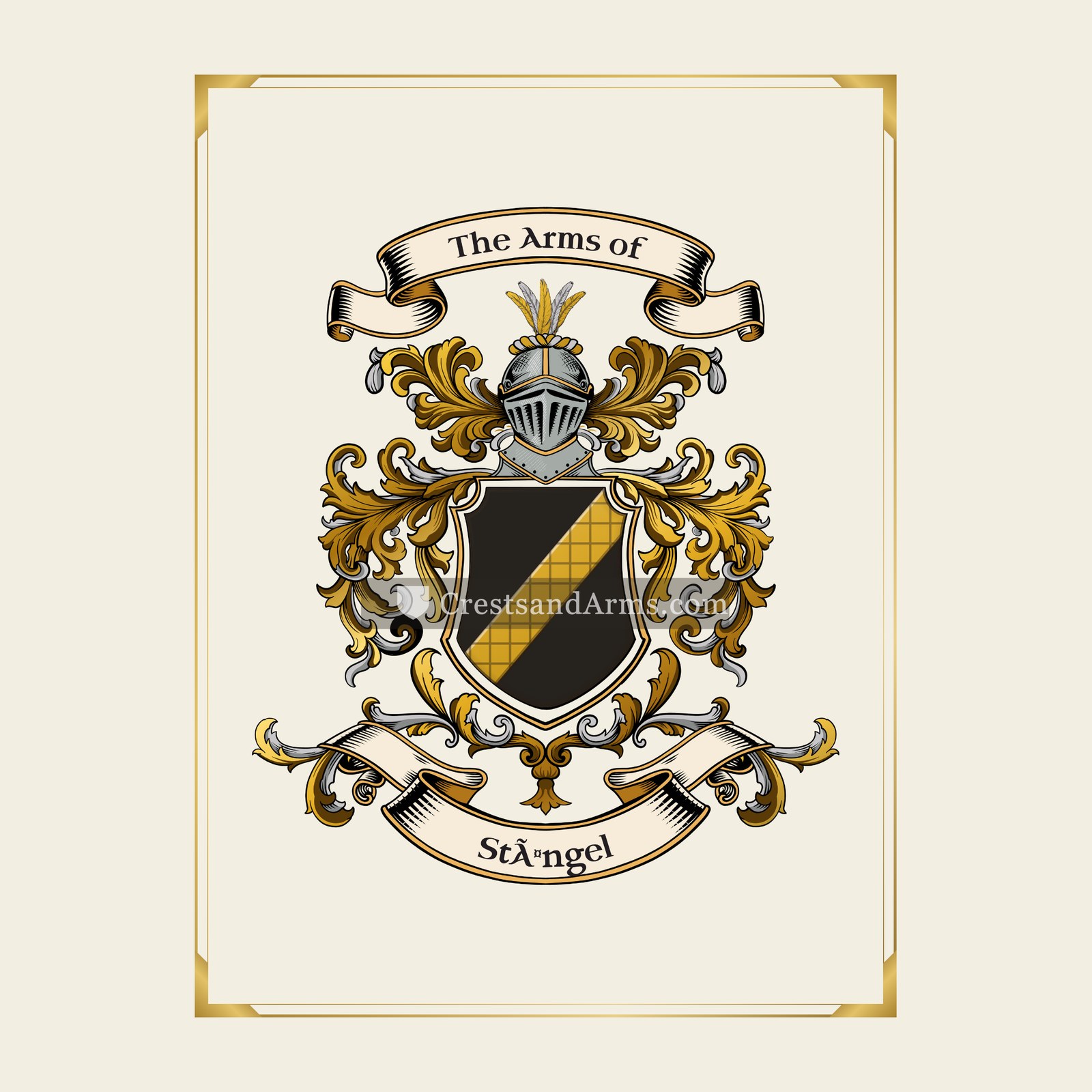With gold border
