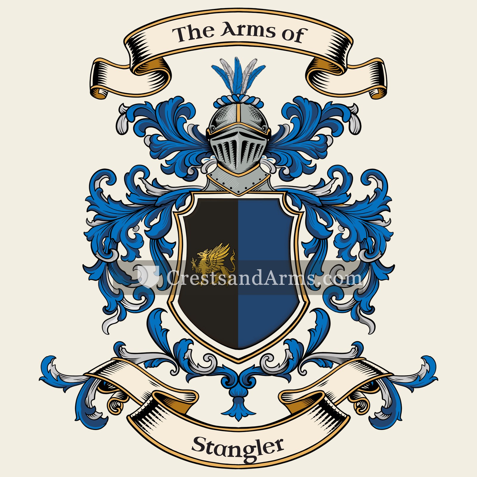 The Stangler coat of arms, drawn from the recorded blazon