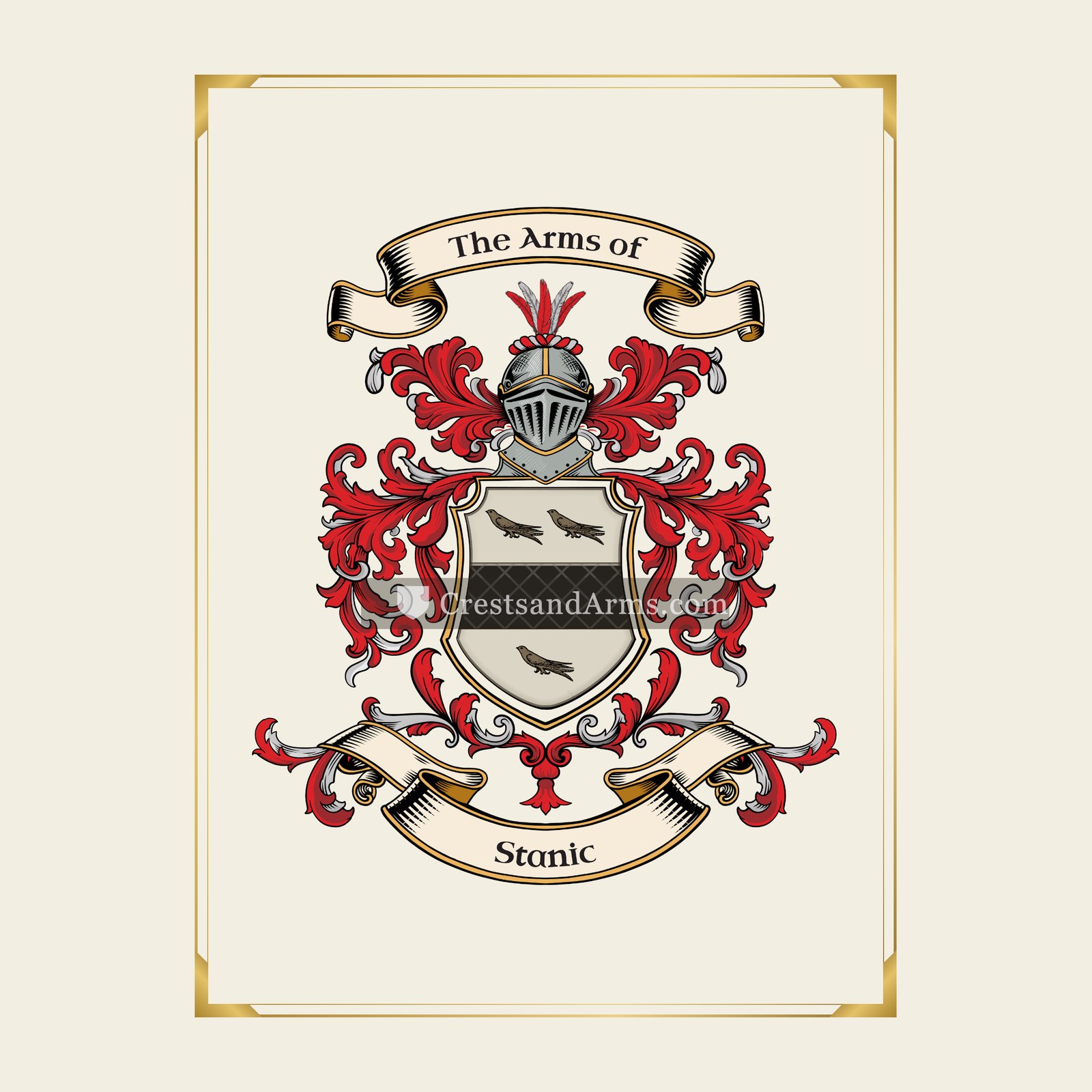 With gold border