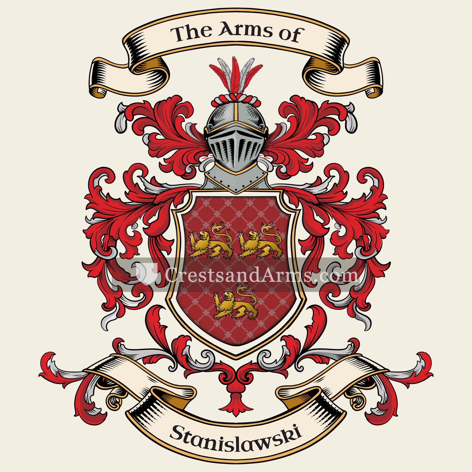 The Stanislawski coat of arms, drawn from the recorded blazon