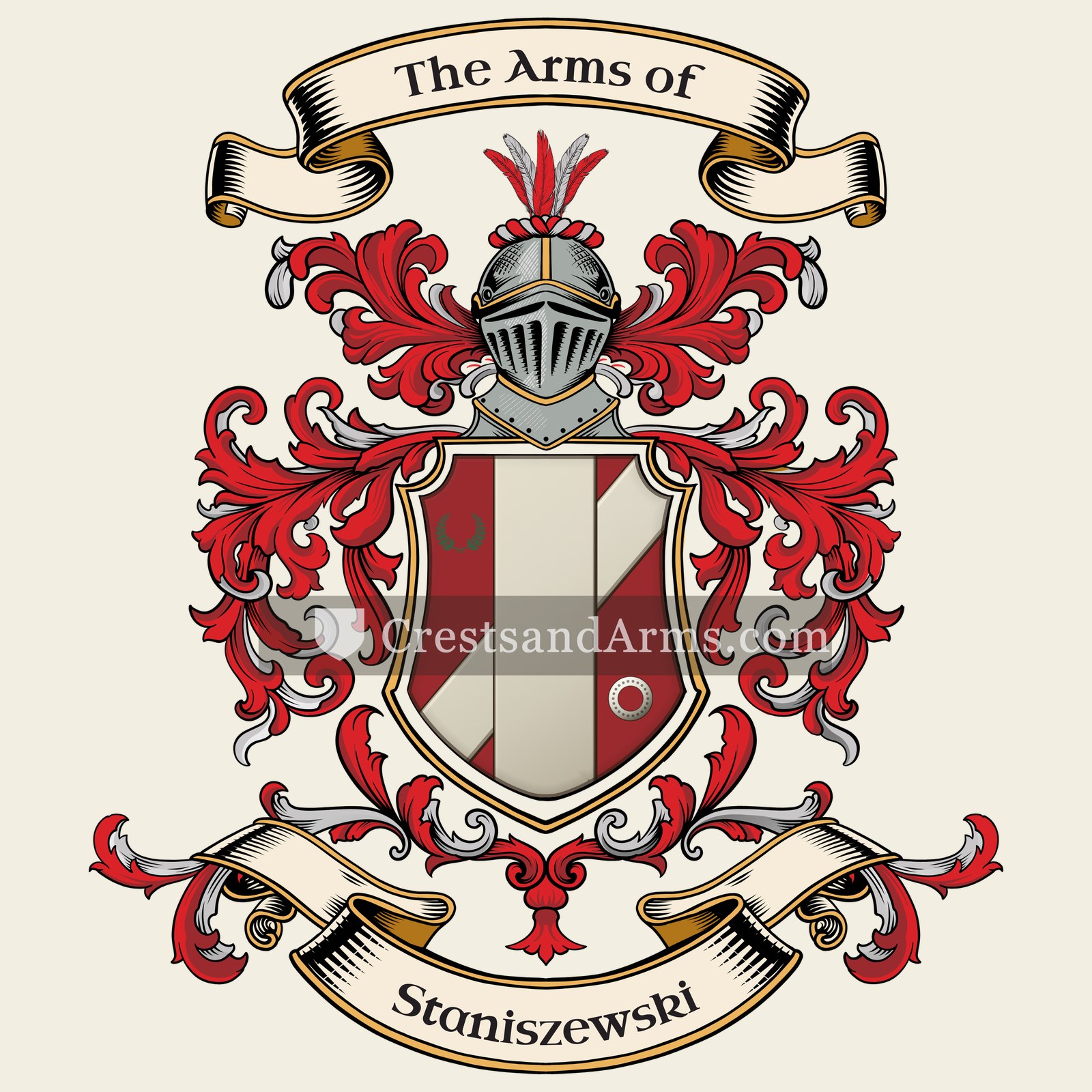 The Staniszewski coat of arms, drawn from the recorded blazon