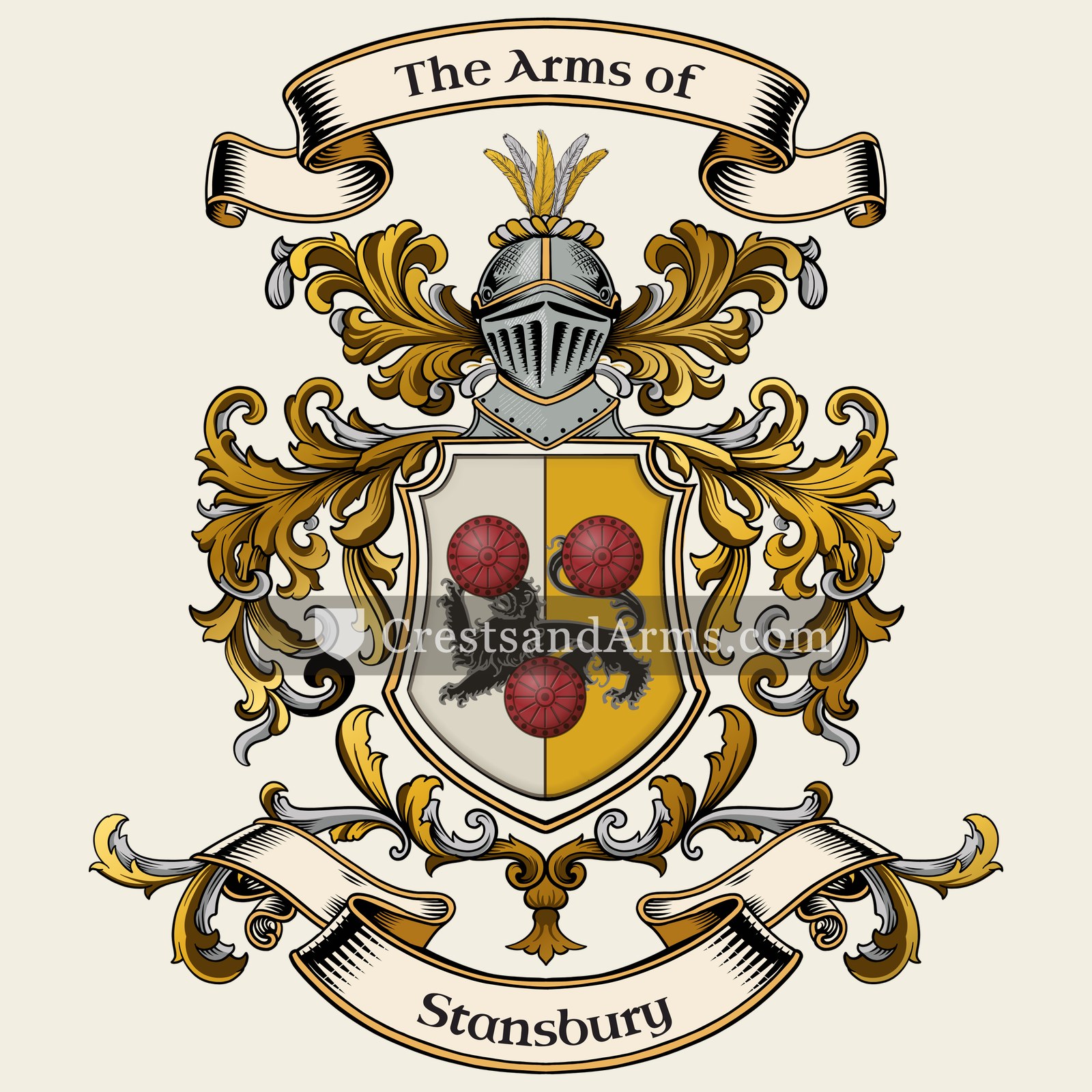 The Stansbury coat of arms, drawn from the recorded blazon
