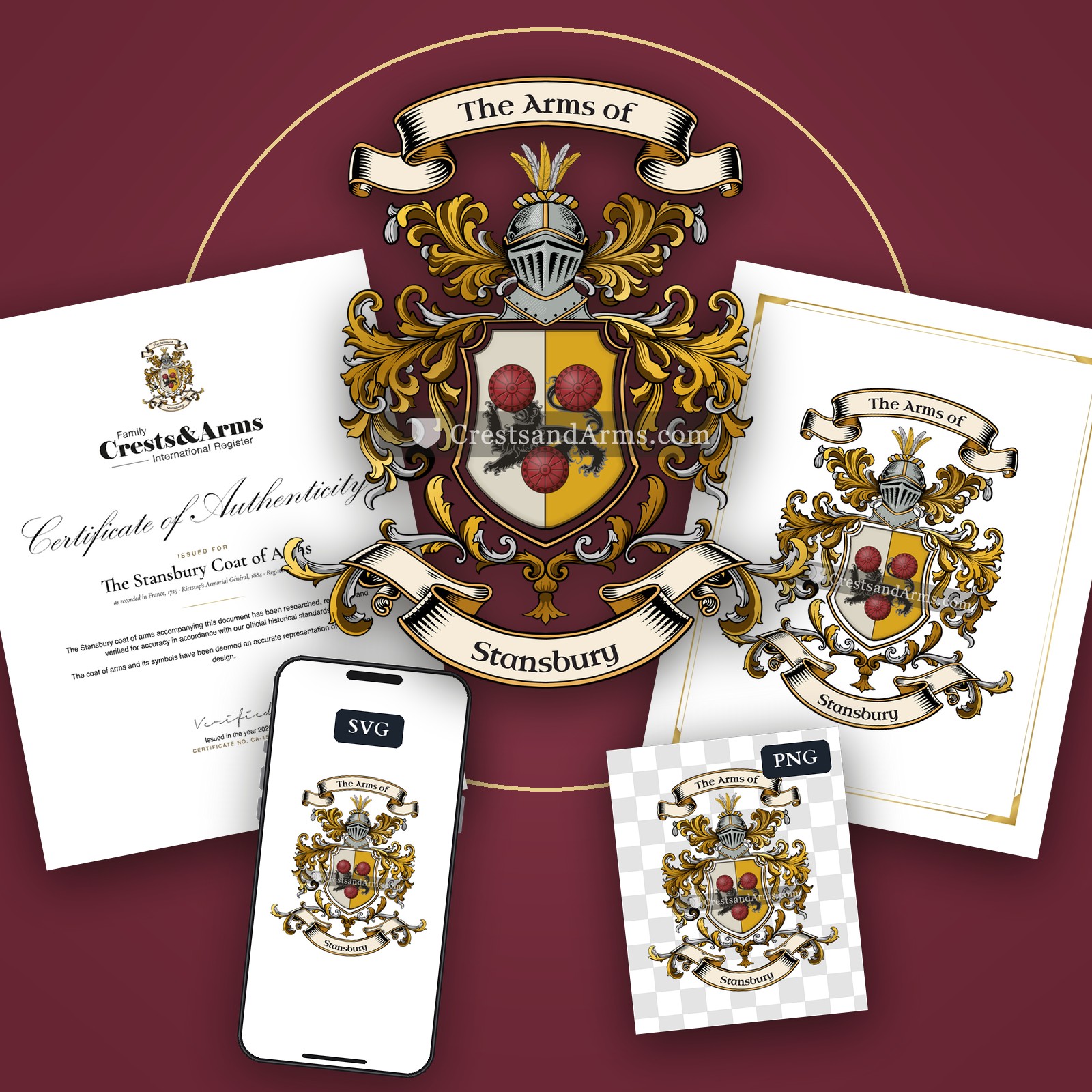 The Stansbury arms on the coat of arms — digital pack