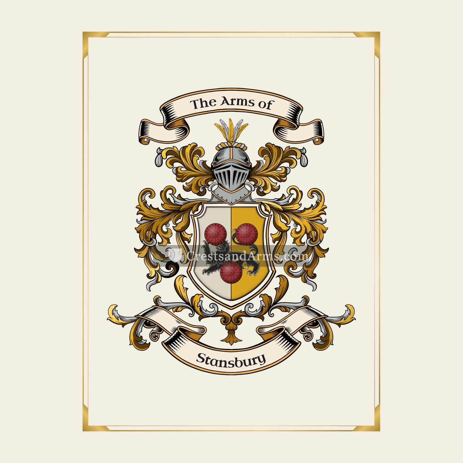 With gold border