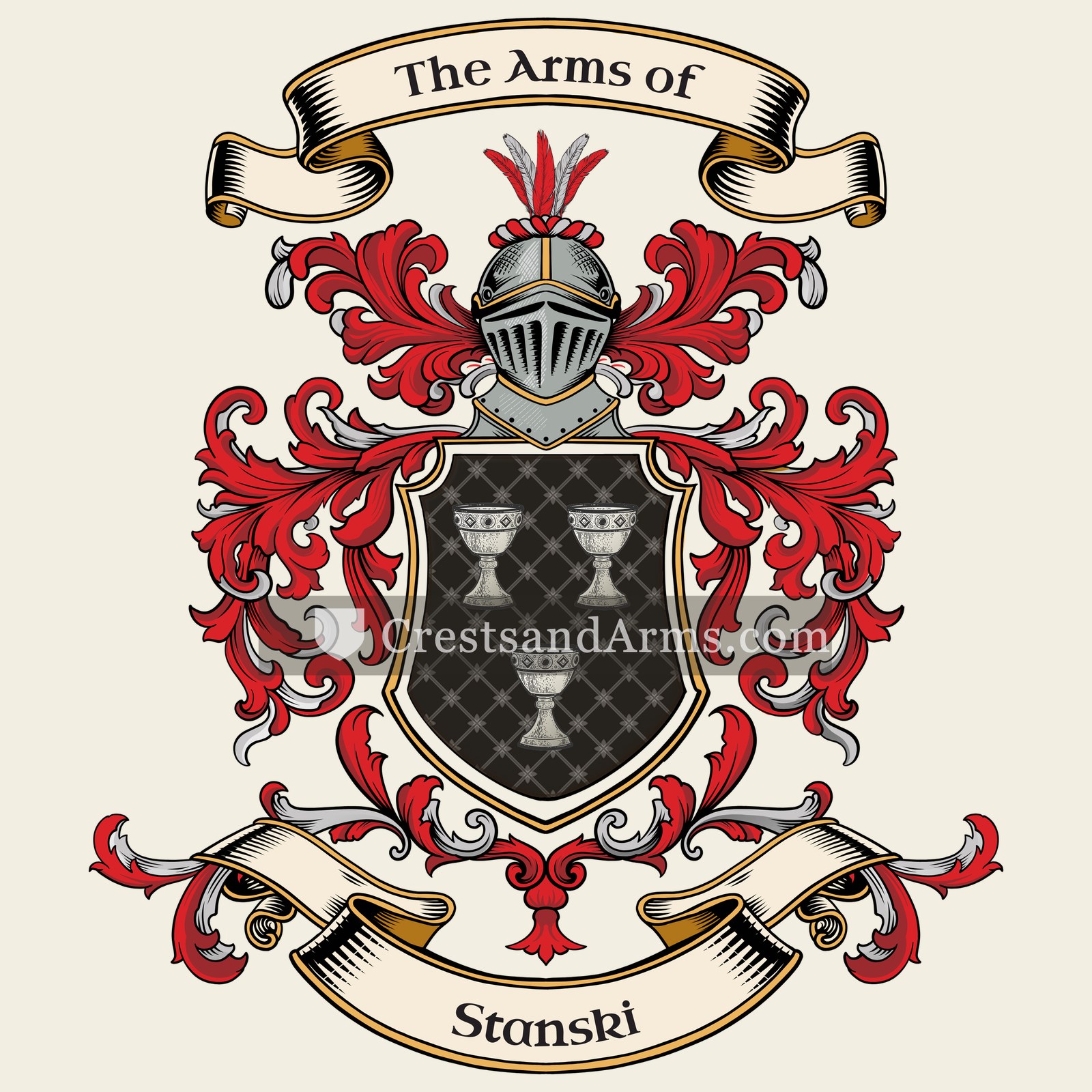 The Stanski coat of arms, drawn from the recorded blazon