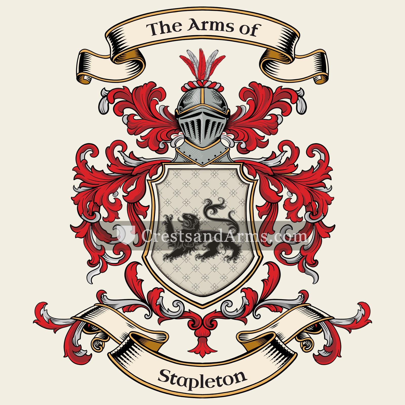 The Stapleton coat of arms, drawn from the recorded blazon