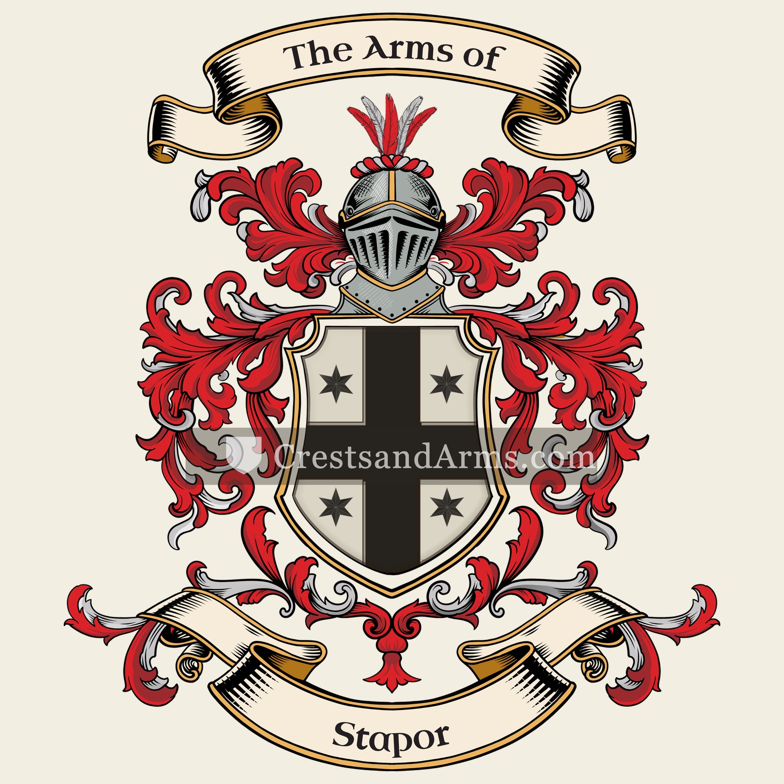 The Stapor coat of arms, drawn from the recorded blazon
