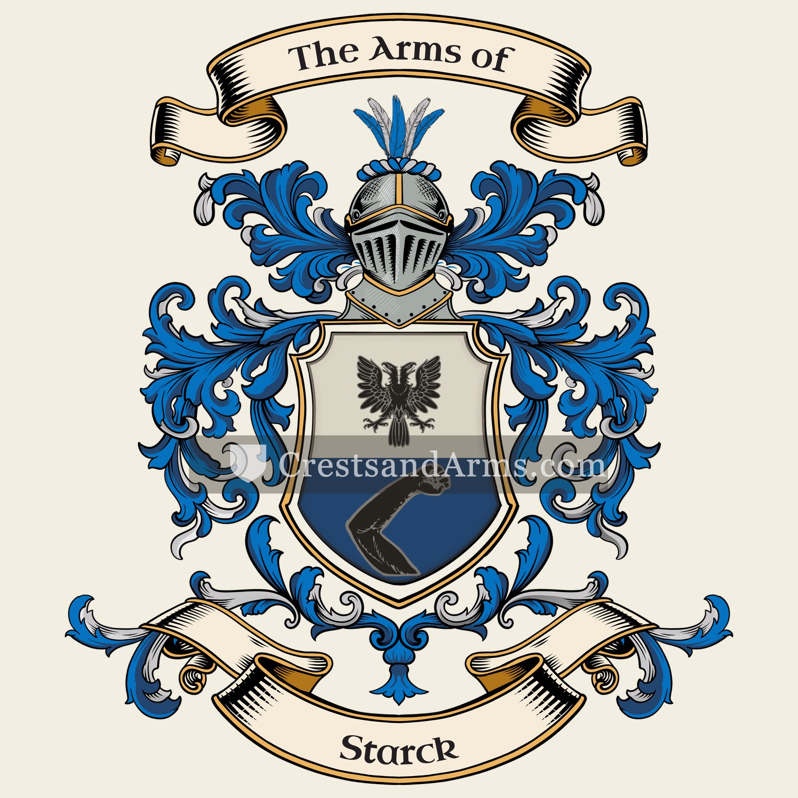 The Starck coat of arms, drawn from the recorded blazon