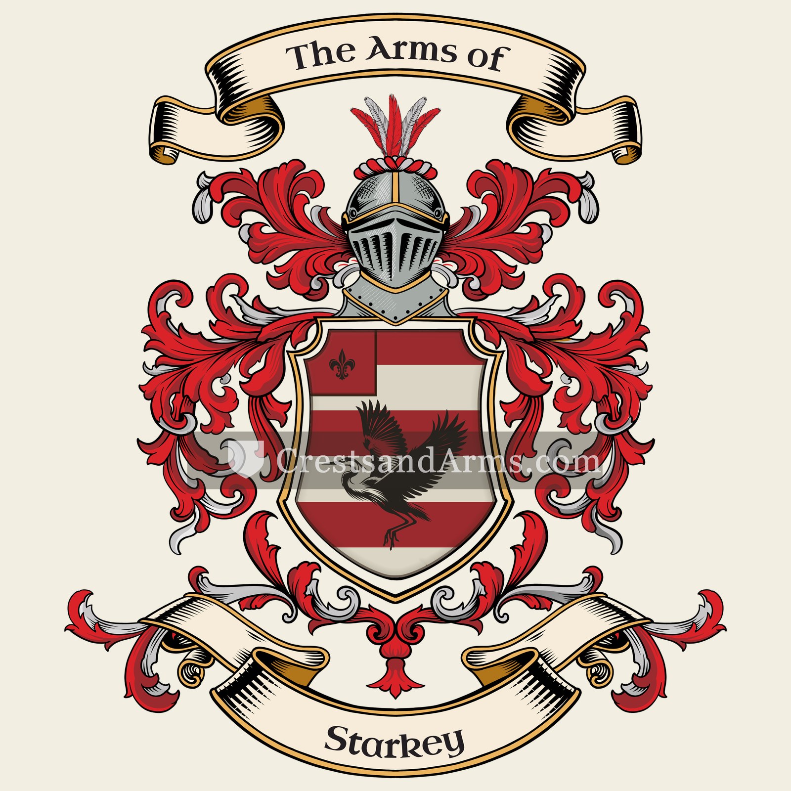The Starkey coat of arms, drawn from the recorded blazon